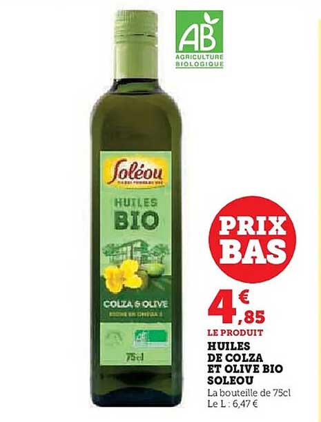 HUILES DE COLZA ET OLIVE BIO SOLEOU