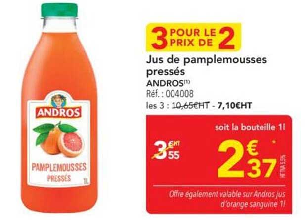 Jus de pamplemousses pressés ANDROS