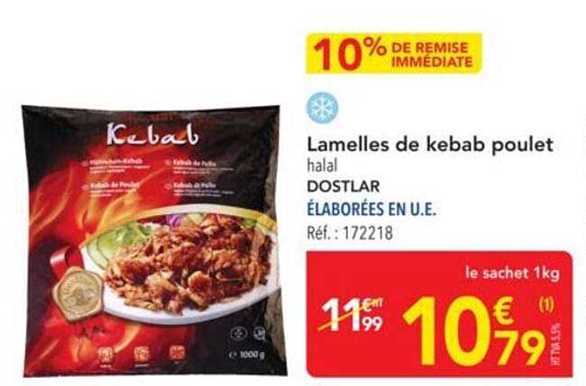 Lamelles de kebab poulet halals DOSTLAR