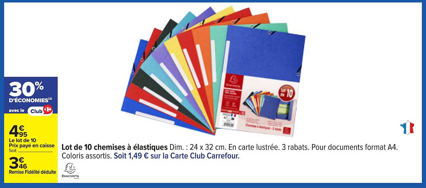 Lot de 10 chemises à élastiques