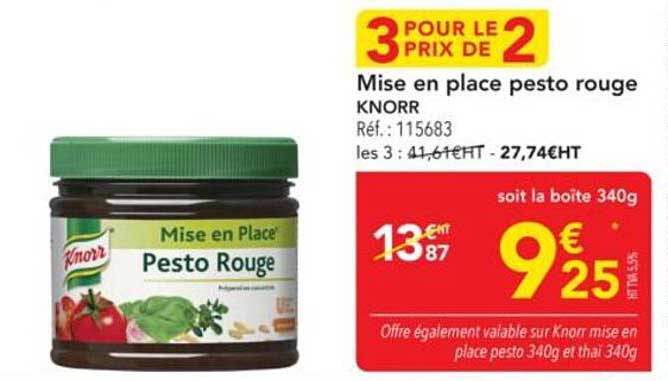 Mise en place pesto rouge KNORR