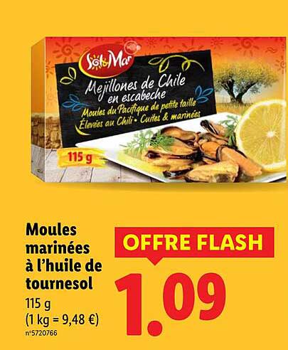 Moules marinées à l'huile de tournesol