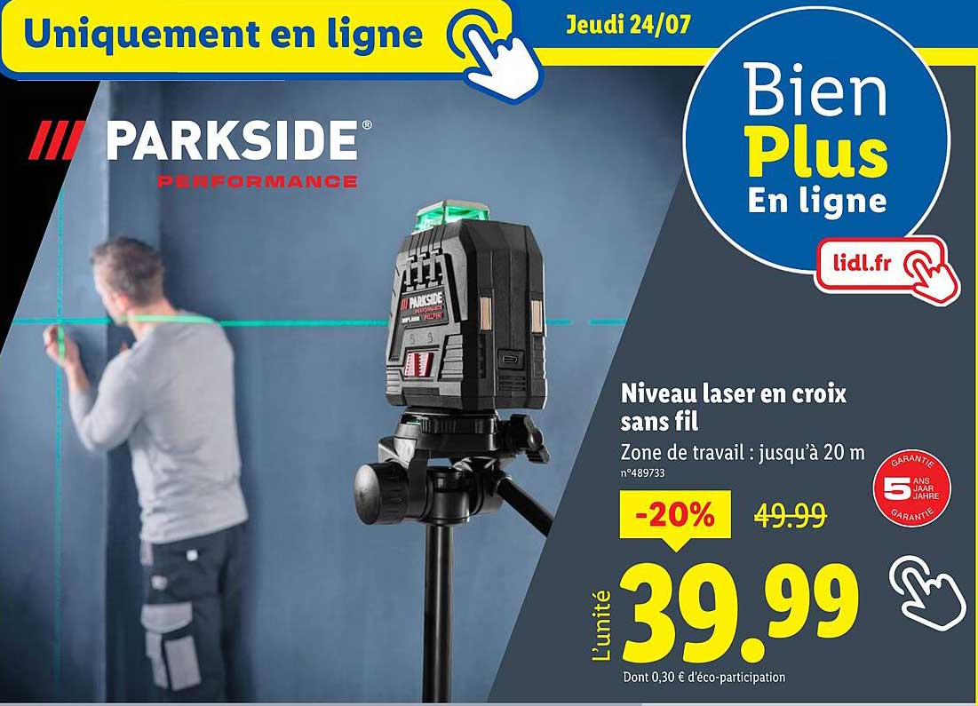 Niveau laser en croix sans fil