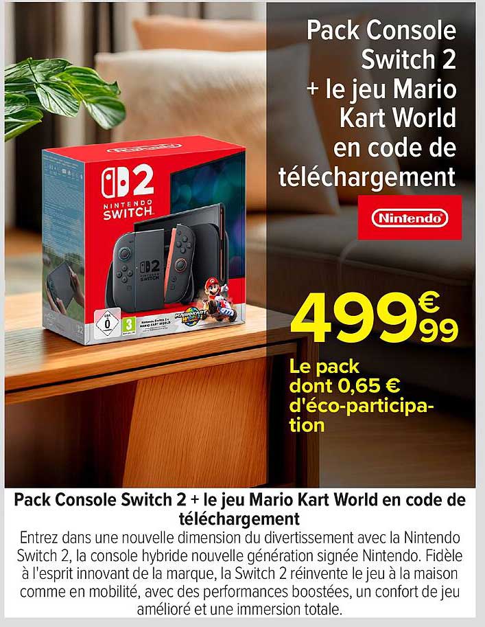 Pack Console Switch 2 + le jeu Mario Kart World en code de téléchargement