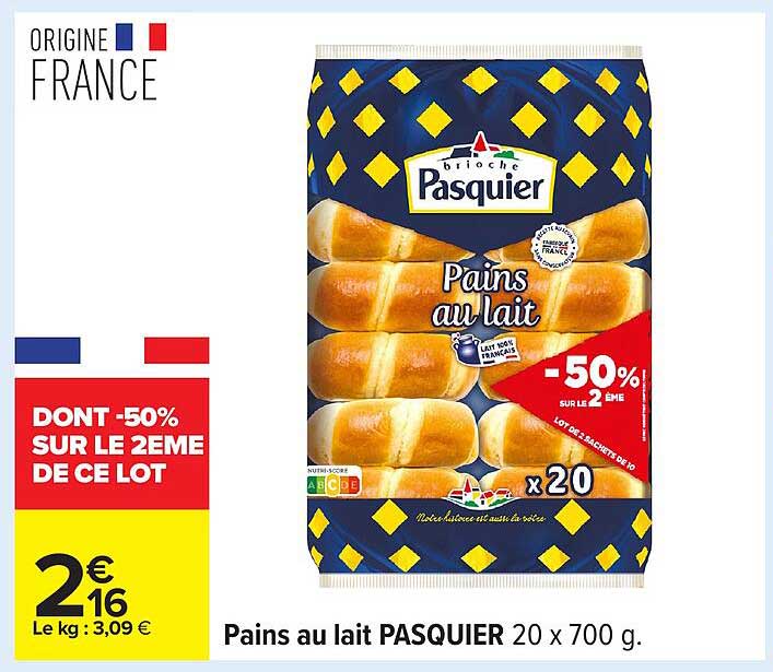 Pains au lait PASQUIER 20 x 700 g
