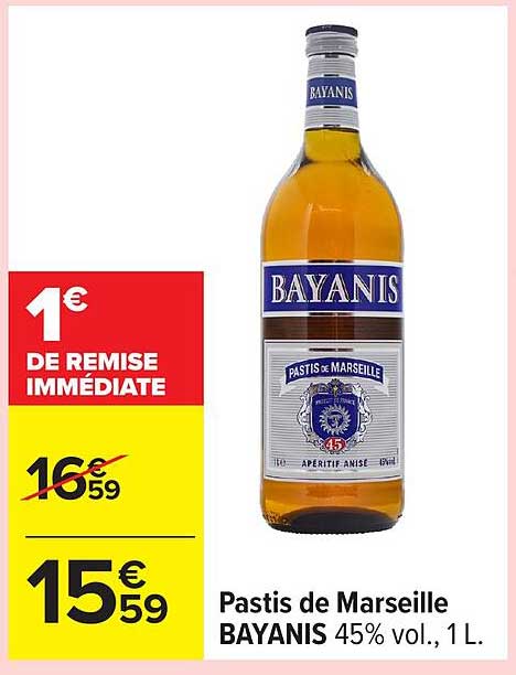 Pastis de Marseille BAYANIS 45% vol., 1 L.