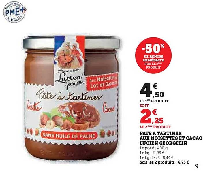 Pâte à tartiner aux noisettes et cacao Lucien Georgelin