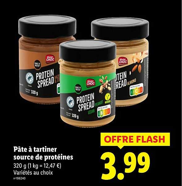 Pâte à tartiner source de protéines