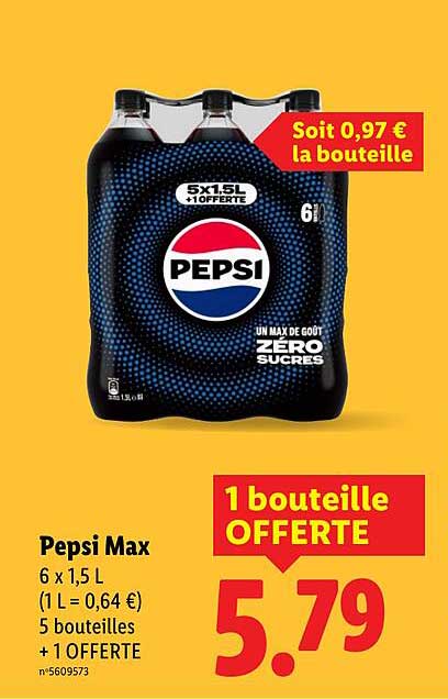 Pepsi Max - 1 bouteille OFFERTE