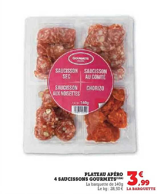 PLATEAU APÉRO 4 SAUCISSONS GOURMETS