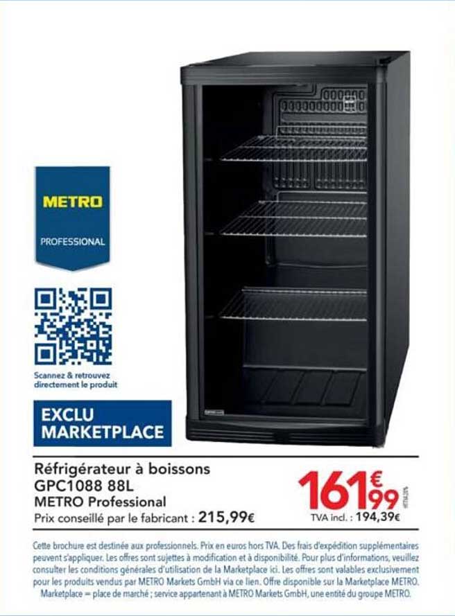 Réfrigérateur à boissons GPC1088 88L METRO Professional