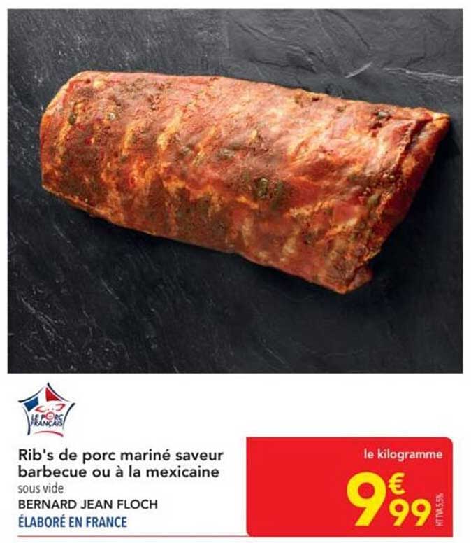 Rib's de porc mariné saveur barbecue ou à la mexicaine