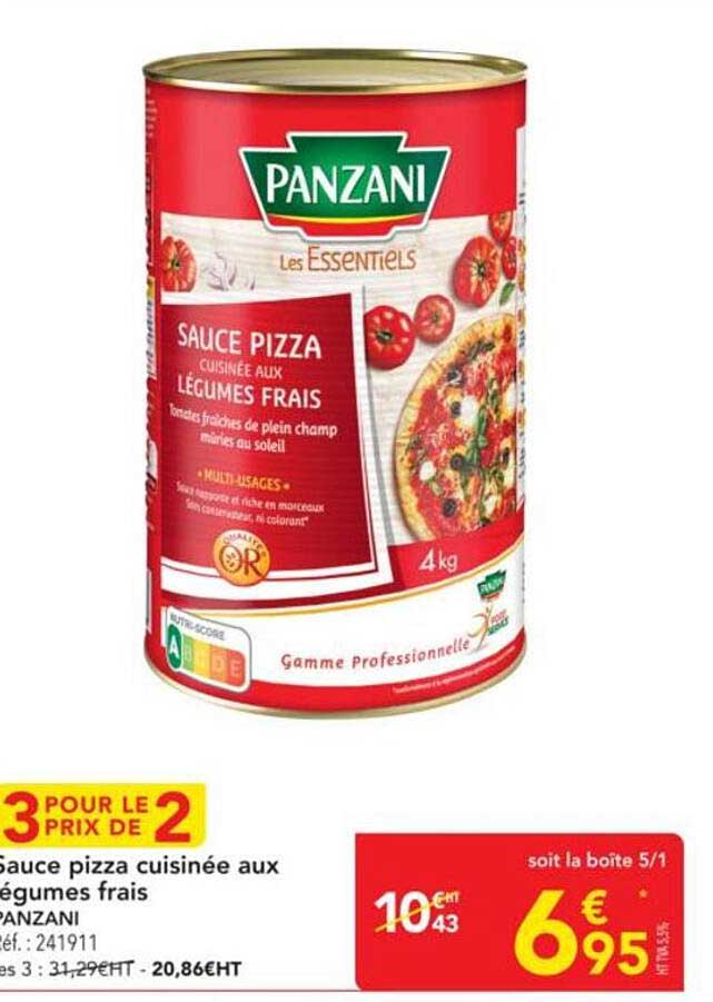 Sauce pizza cuisinée aux légumes frais