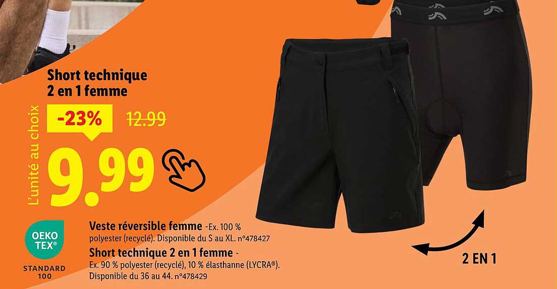 Short technique 2 en 1 femme