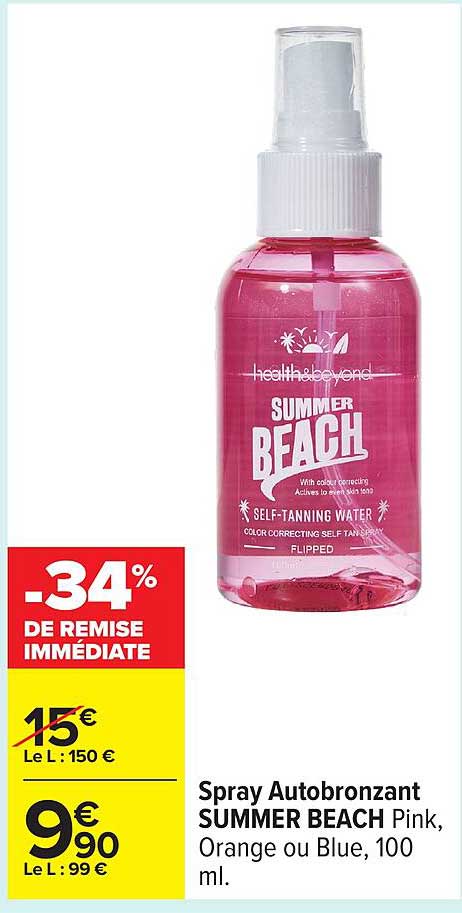 Spray Autobronzant SUMMER BEACH Pink, Orange ou Blue, 100 ml.