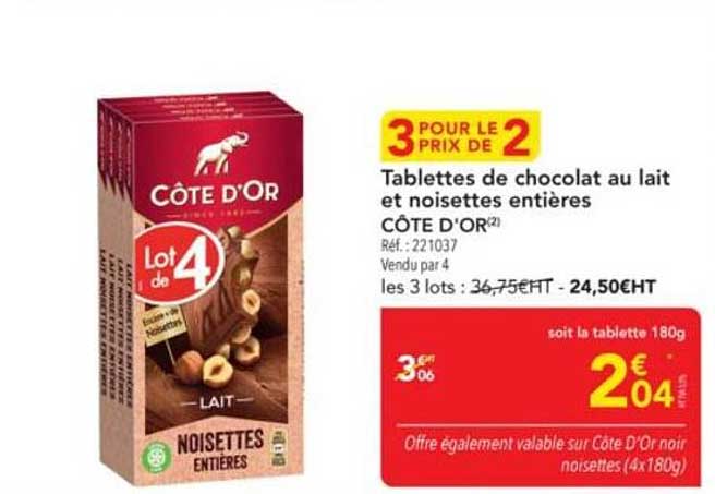 Tablettes de chocolat au lait et noisettes entières