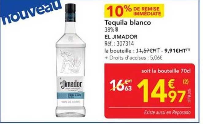 Tequila blanco EL JIMADOR