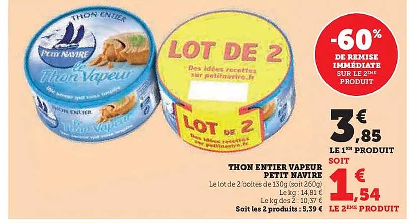THON ENTIERS VAPEUR PETIT NAVIRE