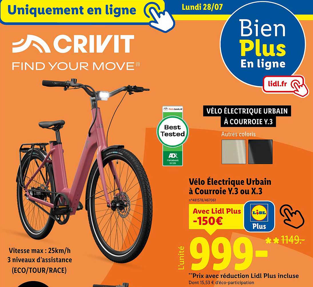 Vélo Électrique Urbain à Courroie Y.3 ou X.3