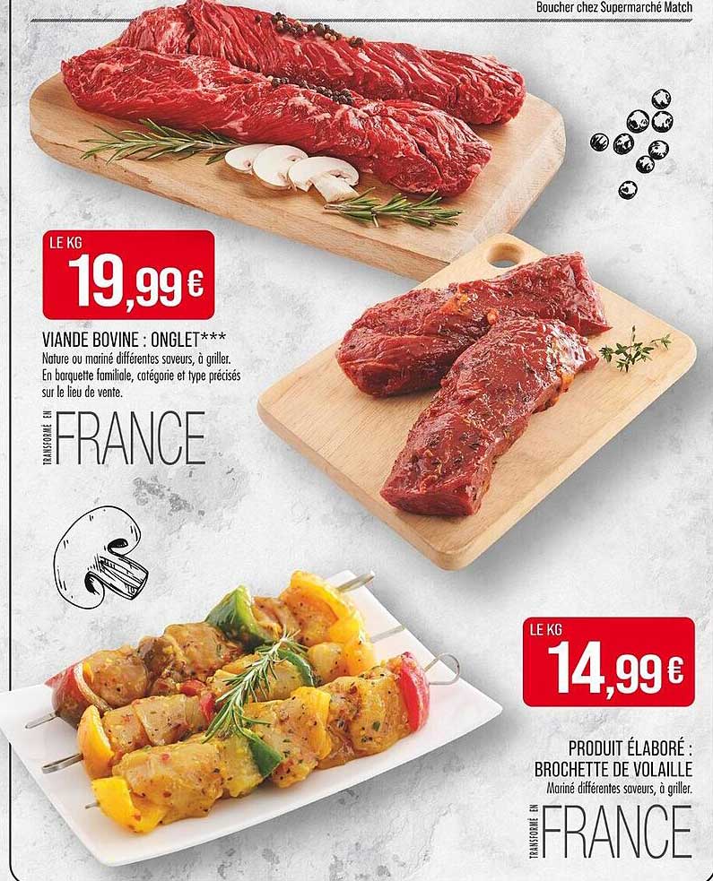 Viande bovine : Onglet***