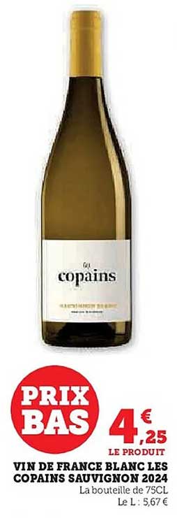 VIN DE FRANCE BLANC LES COPAINS SAUVIGNON 2024