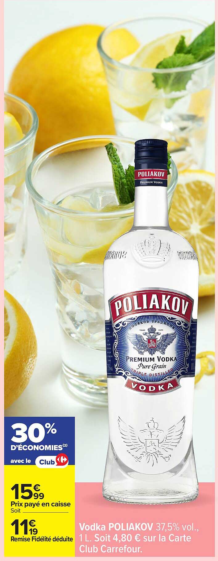 Vodka POLIAKOV 37,5% vol., 1 L.