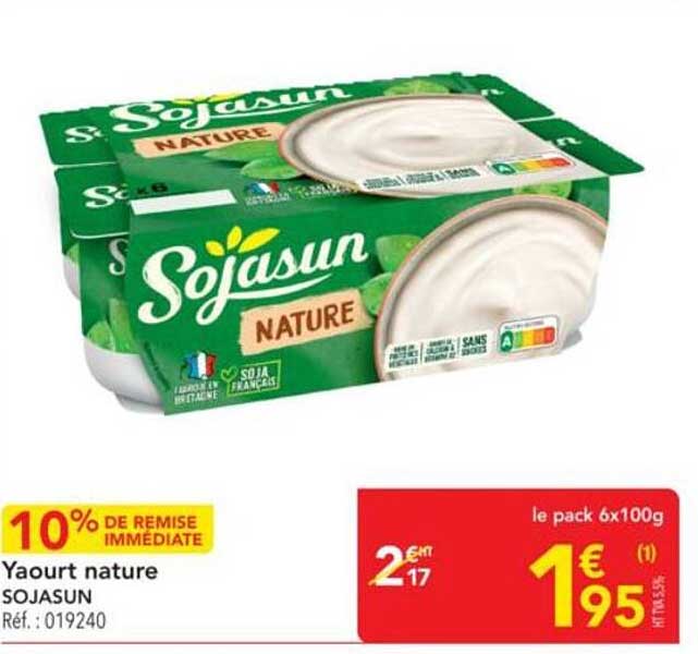 Yaourt nature SOJASUN