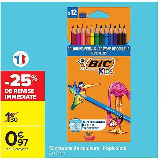 12 crayons de couleurs "tropicolors"