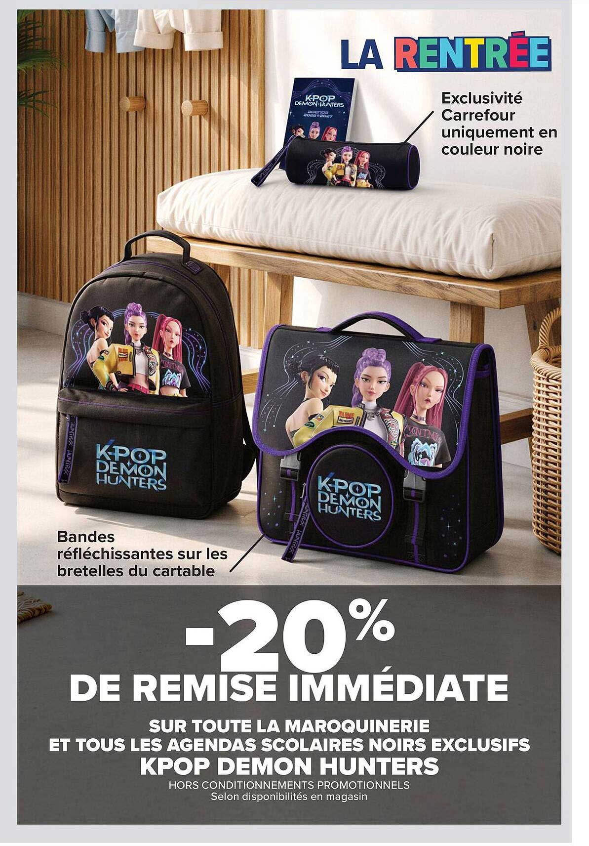 -20% DE REMISE IMMÉDIATE SUR TOUTE LA MAROQUINERIE ET TOUS LES AGENDAS SCOLAIRES NOIRS EXCLUSIFS KPOP DEMON HUNTERS