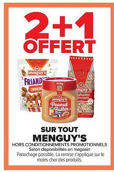 2+1 OFFERT SUR TOUT MENGUY'S