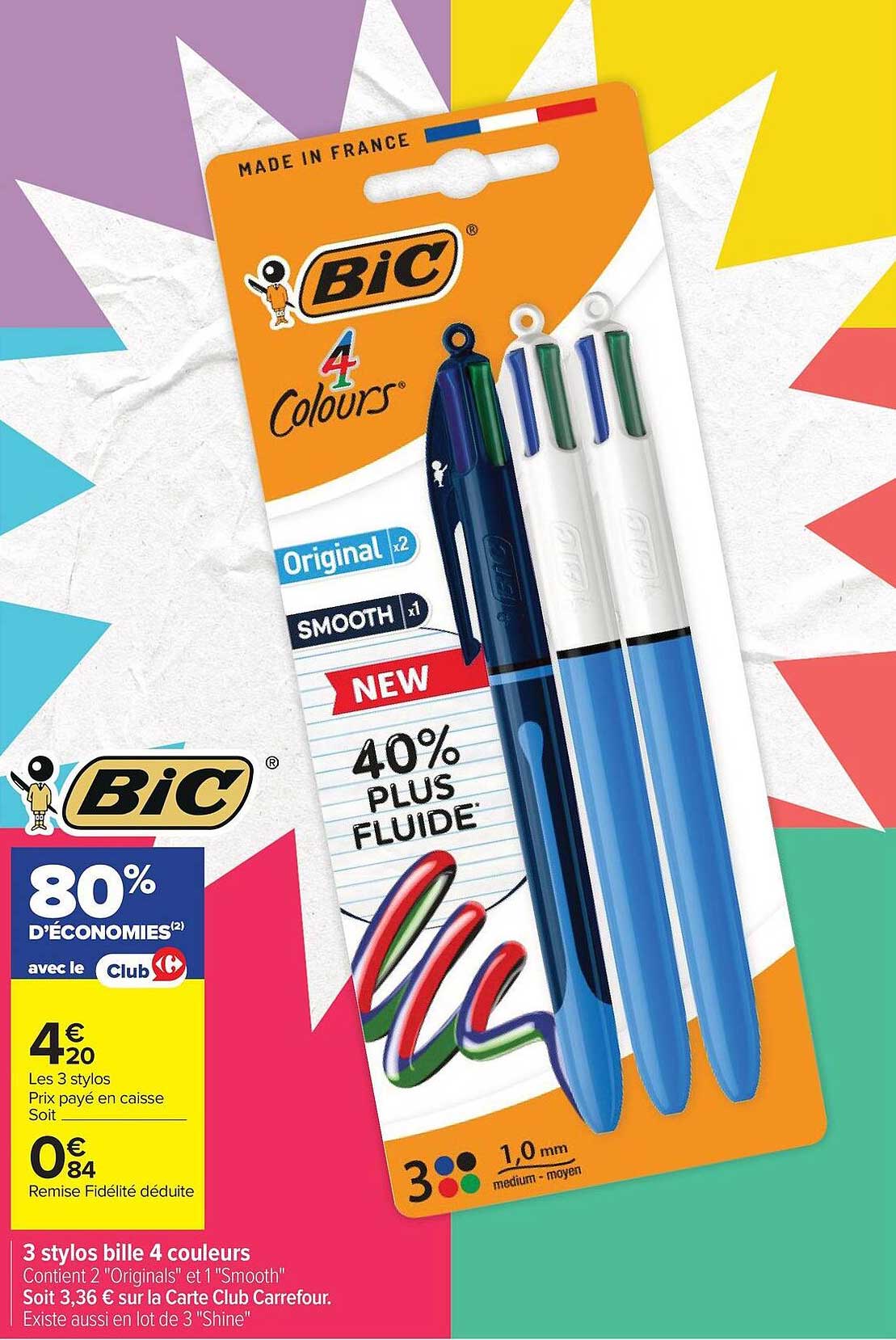 3 stylos bille 4 couleurs