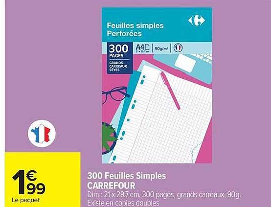 300 Feuilles Simples CARREFOUR