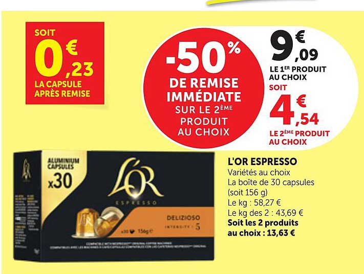 -50% de remise immédiate sur le 2ème produit au choix