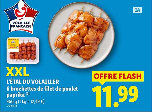 6 brochettes de filet de poulet paprika