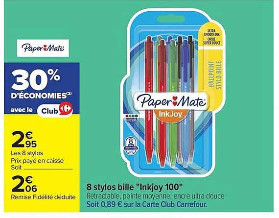 8 stylos bille "Inkjoy 100"