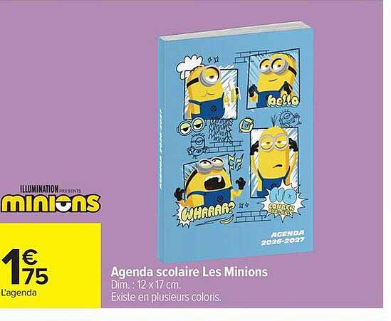 Agenda scolaire Les Minions