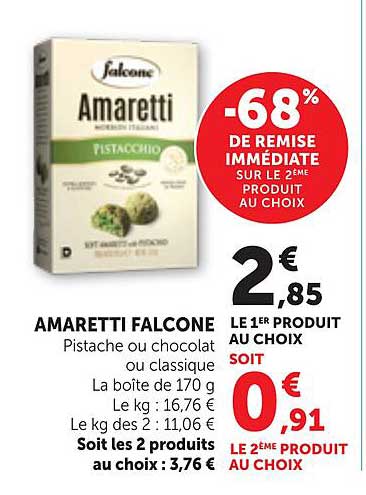 AMARETTI FALCONE Pistache ou chocolat ou classique