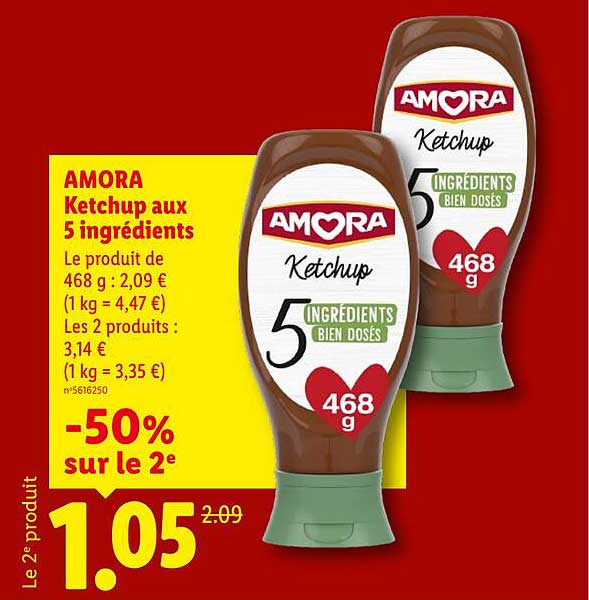 AMORA Ketchup aux 5 ingrédients