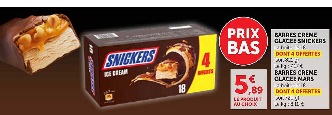 BARRES CREME GLACEE SNICKERS