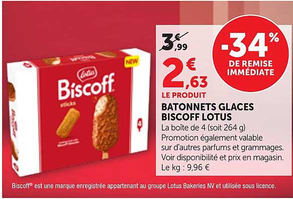 BATONNETS GLACES BISCOFF LOTUS