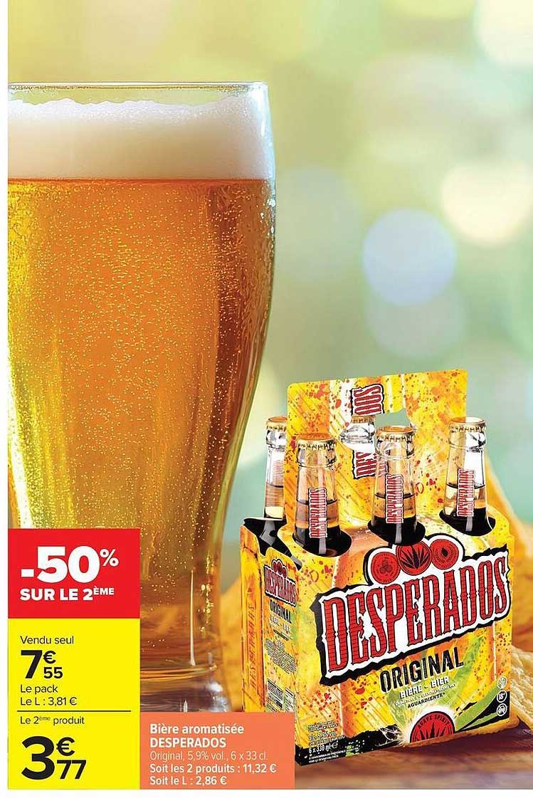 Bière aromatisée DESPERADOS Original 5,9% vol. 6 x 33 cl