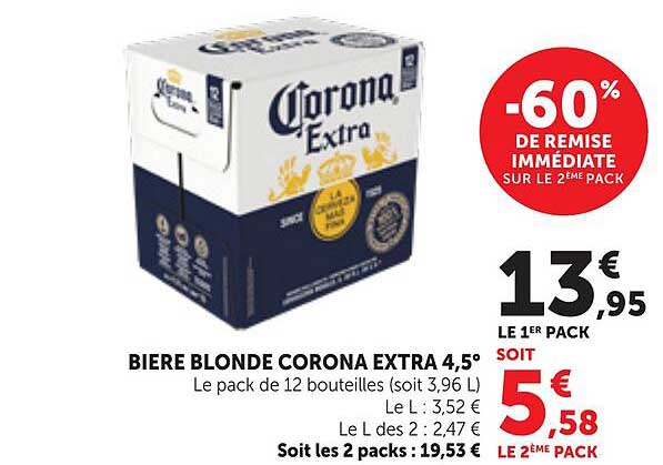 BIERE BLONDE CORONA EXTRA 4,5°