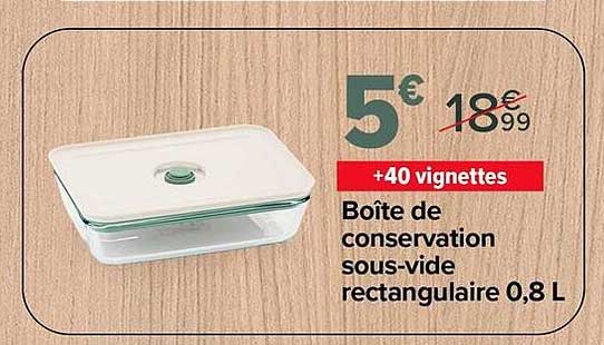 Boîte de conservation sous-vide rectangulaire 0,8 L