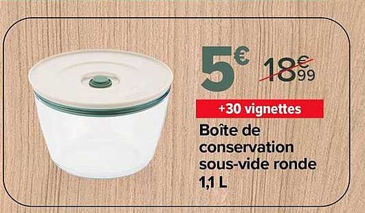 Boîte de conservation sous-vide ronde 1,1 L