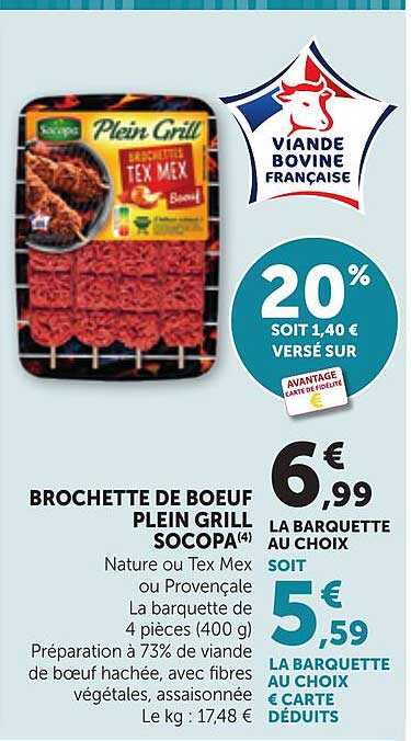 BROCHETTE DE BŒUF PLEIN GRILL SOCOPA