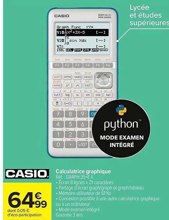 Calculatrice graphique CASIO Graph 35+E II