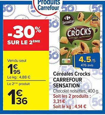 Céréales Crocks CARREFOUR SENSATION