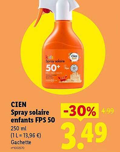 CIEN Spray solaire enfants FPS 50