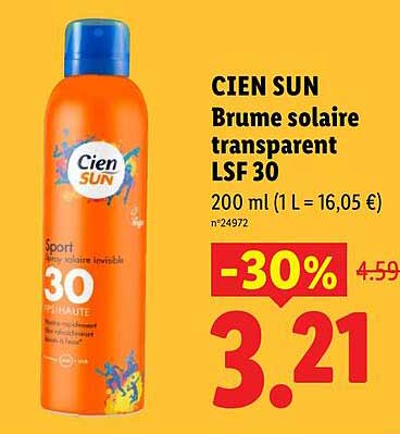 CIEN SUN Brume solaire transparent LSF 30 200 ml (1 L = 16,05 €)