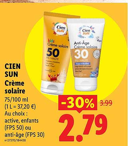 CIEN SUN Crème solaire 75/100 ml